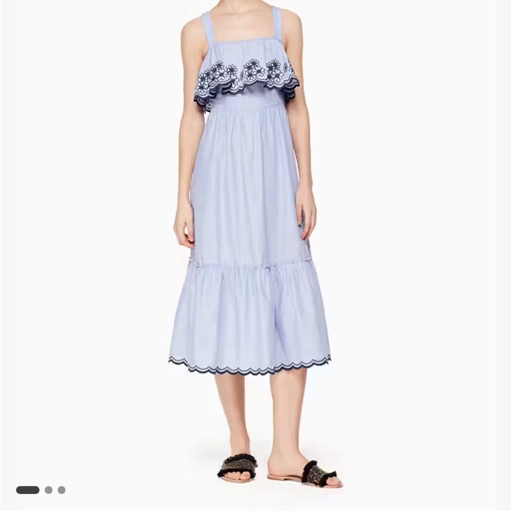 Kate Spade Blue Ruffled Halter Midi Sundress